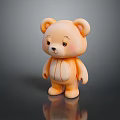Orange Stitched Teddy Bear Toy With Shiny Surface On Dark Background 3d model