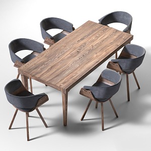 American Dining Table Combination Dining Table Chair 3d model