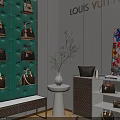 Louis Vuitton Showroom With Green Panel Wall Hanging Handbags And Decorative Art