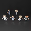 Cartoon Scientist Characters In White Lab Coats With Various Poses Against Gray Background