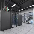 server room network equipment weak current box server cabinet database information center 3d model