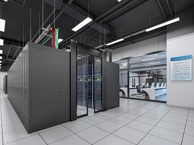 server room network equipment weak current box server cabinet database information center 3d model