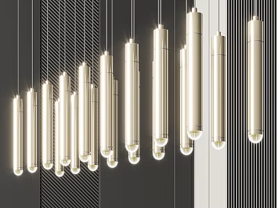 Sleek Modern Luxury Pendant Lights With Metallic Cylindrical Design For Kitchen Interior 3d model