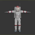 White Astronaut Spacesuit With Red Stripes Helmet And Backpack Design Elements