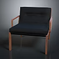 Modern Accent Chair With Black Cushion And Wooden Armrests And Legs