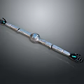 Contemporary Background Wall With Silver Elongated Decor Black Ends And Blue Glowing Details