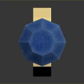 Golden Hexagonal Ring Base Decorative Ornament Featuring Blue Polyhedral Gemstone And Green Connecting Part 3d model