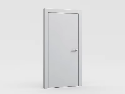 White Modern Swing Door With Silver Handle For Home Interior Design 3d model