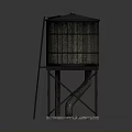 Traditional Round Water Tower Architecture With Metal Support Frame Roof And External Ladder Design