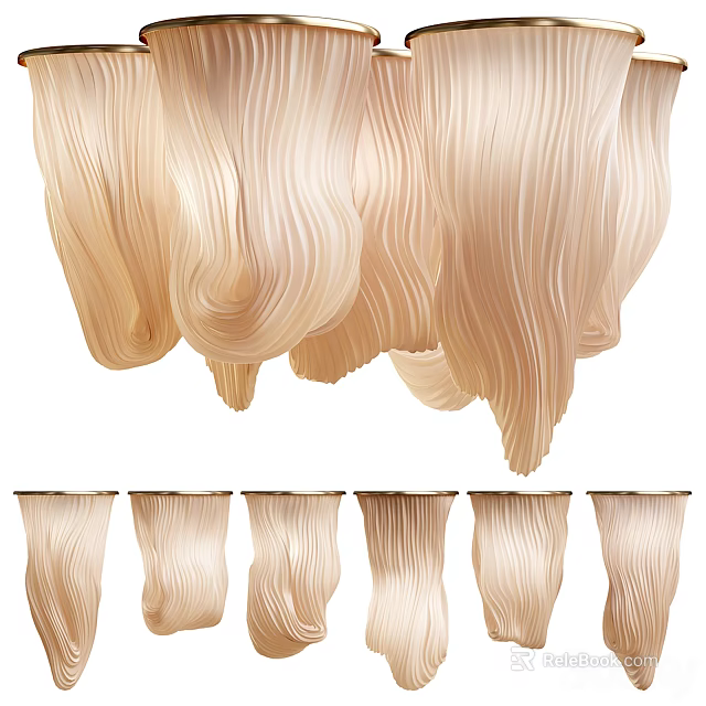 Modern Wavy Beige Fabric Ceiling Light for Home Interior Decoration 3d model 