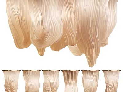 Modern Wavy Beige Fabric Ceiling Light for Home Interior Decoration 3d model