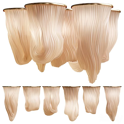 Modern Wavy Beige Fabric Ceiling Light for Home Interior Decoration 3d model