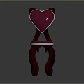 Stylish Single Chair With Heart Shaped Backrest Pink Seat Cushion And Red Curved Legs