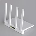 White Wireless Router With Four External Antennas And Mesh Surface Design 3d model