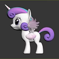 Game Movie Character White Unicorn Pony With Pink Purple Blue Mane Wings and Big Eyes