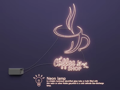 Modern Neon Lamp Set With Coffee Cup Design For Coffee Shop Decoration 3d model