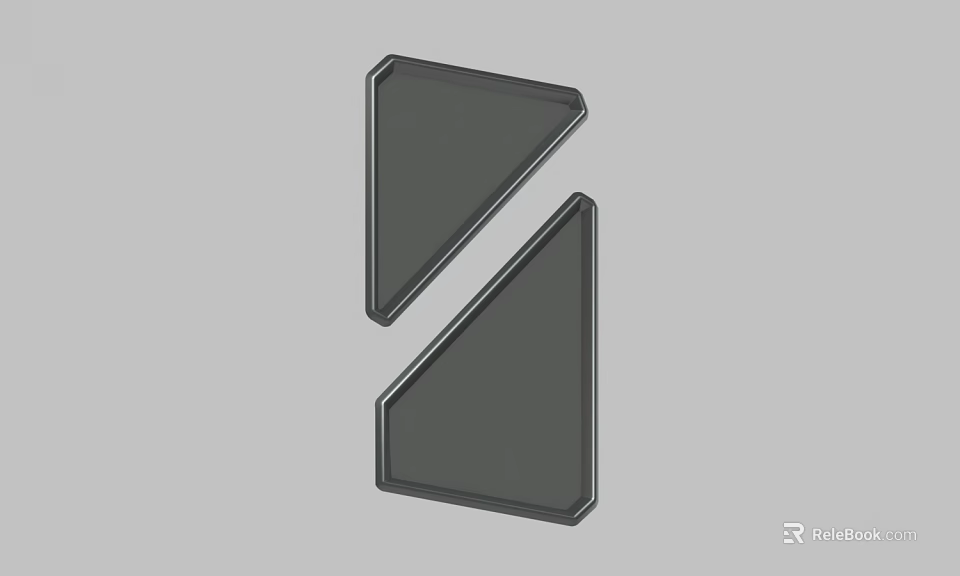 Minimalist Geometric Design With Two Black Triangles And Light Edges On Gray Background 3d model 