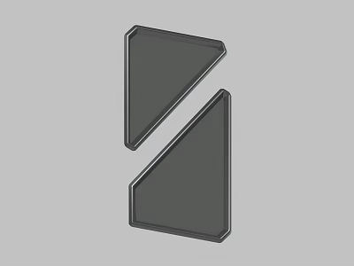 Minimalist Geometric Design With Two Black Triangles And Light Edges On Gray Background 3d model
