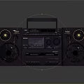 Black Portable Stereo Boombox With Large Speakers Handle Design And Control Buttons