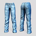 Classic Blue Denim Jeans With Front And Back View And Pocket Design