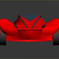 Red Futuristic Concept Car With Sleek Design Blue Accents And White Wheels