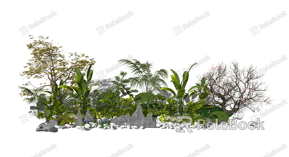 Modern Shrub Plants Potted Landscape Plants model