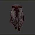 Gray Cargo Pants With Multiple Pockets Drawstring Waist And Elastic Cuffs 3d model