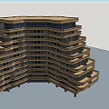 High Rise Golden Hotel Building With Modern Wavy Architectural Design