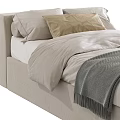 Elegant Modern Single Bed With Upholstered Frame Light Gray Blanket And Soft Pillows 3d model