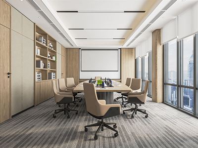 Modern Conference Room Conference Table and Chair Combination Conference Desk Office Desk Negotiation Table and Chair Decorative Cabinet Office Chair 3d model