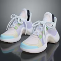 Stylish Pastel Colored Sneakers With Thick Sole And Colorful Panels For Casual Modern Fashion