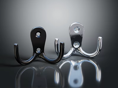 Sturdy Metal Hooks For Daily Necessities With Black And Silver Simple Design 3d model
