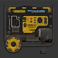 Portable Yellow Black Generator With Wheels And Powerful Engine Control Panel 3d model
