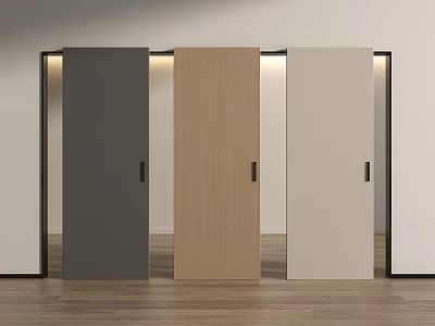 Modern Sliding Doors In Three Colors Wooden And Neutral Tones For Minimalist Interior 3d model
