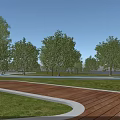 Modern Transparent Glass Bridge with Wooden Deck Over Water Metal Supports and Trees Reflection