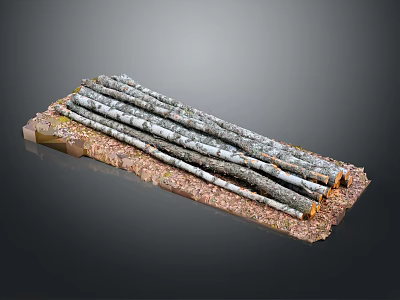 Natural Wooden Logs Stacked On Rustic Stone Base With Earthy Texture And Natural Finish 3d model