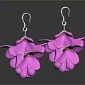 Pink Petal Shaped Earrings With Silver Hooks And Dainty Chain Design
