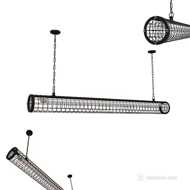 Modern Metal Chandelier With Chain Suspended Wire Grid Design for Contemporary Spaces 3d model 