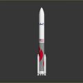 White Space Rocket Model With Red Boosters On Gray Background 3d model