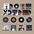 Vinyl Records Decorative Wall Display Set With Transparent Shelves And Album Covers