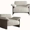 Modern Beige Fabric Single Sofa With Comfortable Armrests And Sturdy Wooden Legs