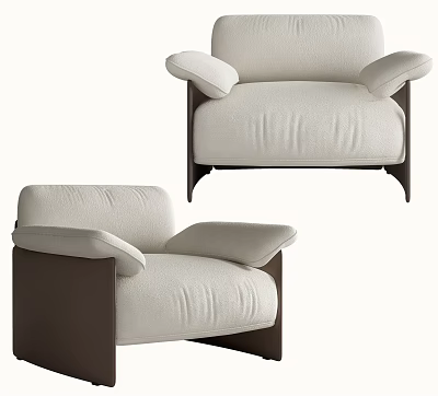 Modern Beige Fabric Single Sofa With Comfortable Armrests And Sturdy Wooden Legs 3d model