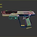 Futuristic Handgun With Sleek Metallic Design And Green Indicator Light Details