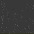 Group of People Practicing Various Yoga Poses in Green Silhouette