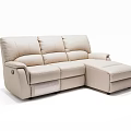 Beige Leather Sofa Set With Recliner Function Modular L Shaped Living Room Furniture