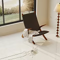 White Floor Tiles In Bright Interior Space With Wicker Chair Floor Lamp And Window