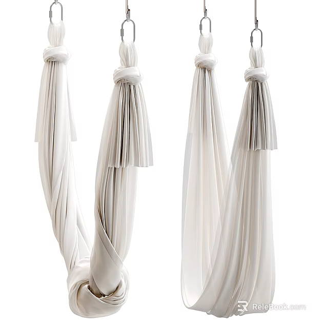 Cozy White Hanging Hammock Chair With Soft Flowing Fabric For Indoor Relaxation 3d model 
