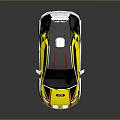 Yellow Sports Car With Black Roof Red Stripes And Sleek Body Graphics