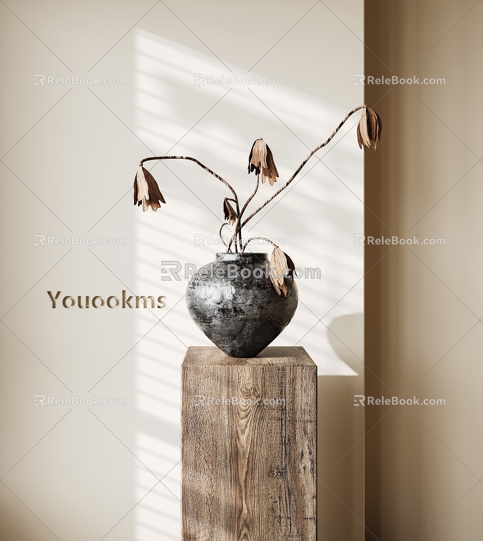 Quiet Vase Dried Branches Flower Ornaments 3d model