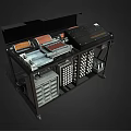Vintage Industrial Machine With Metal Frame Control Panel Drawers And Grid Components